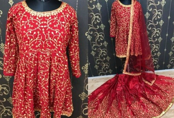 CHARVI DRISHYA Semi Stitched Women Lehenga - Free Size, Red, Semi Stitched, Multipack:1